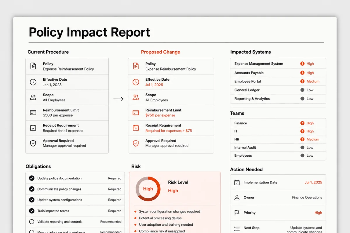 Example policy impact report output created with Onyx Craft