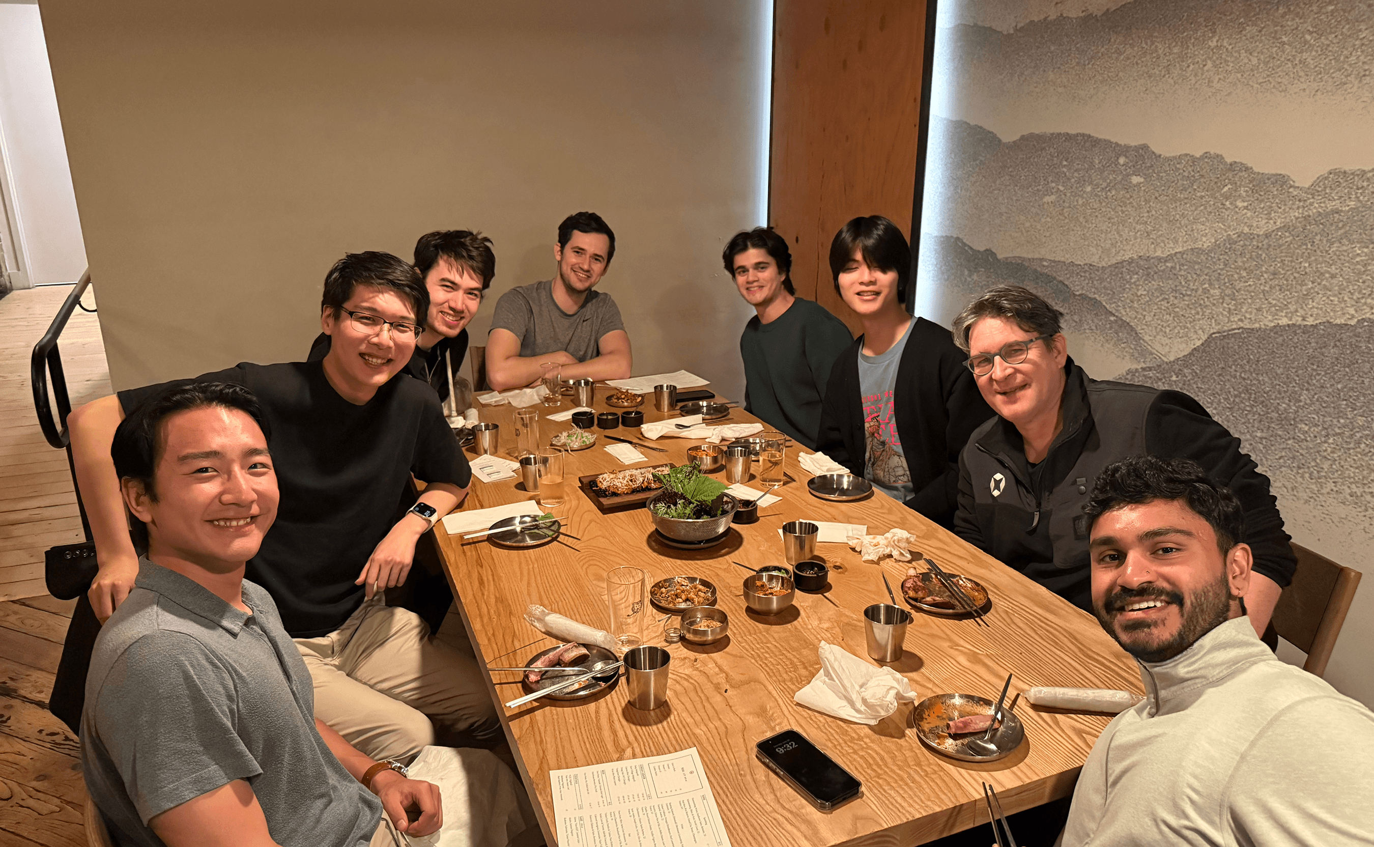 Our team grabbing some expensive Michelin star rated food.