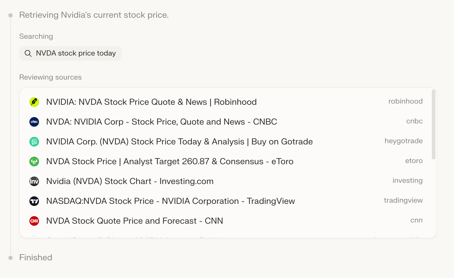 Perplexity web search in action